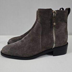 NEW Aquatalia Colbie Ankle Bootie Womens 9.5 Gray Suede Water Resistant Side Zip